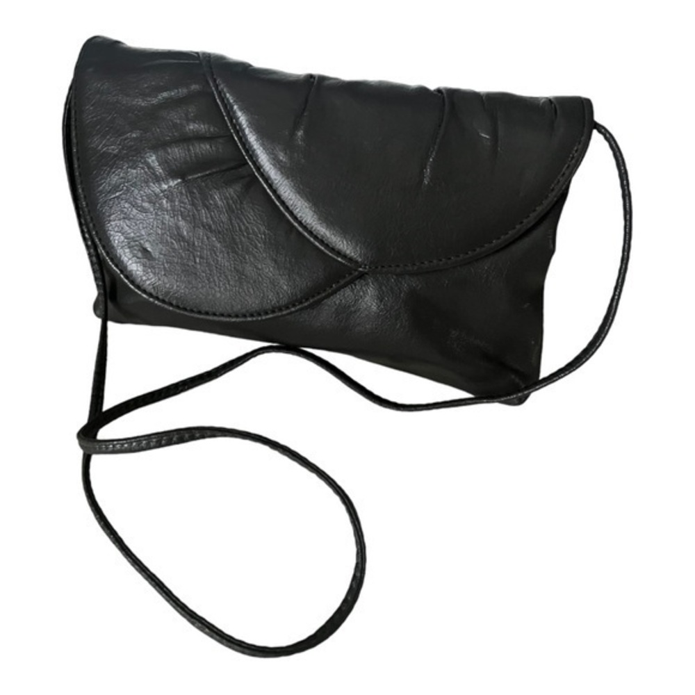 Vintage Gray Leather Clutch Shoulder Purse